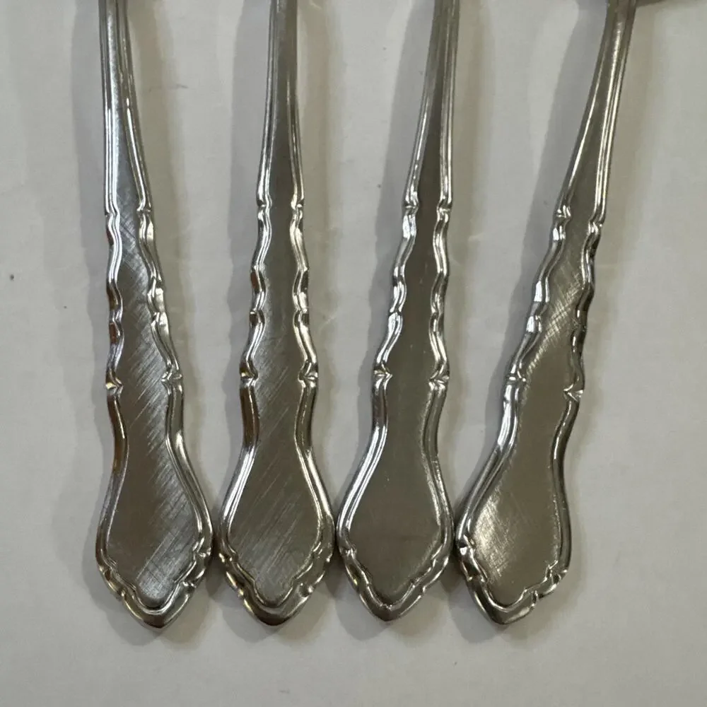Lot of 4 Vintage MCM Estia ESI14 7.5” Stainless Steel Tablespoons